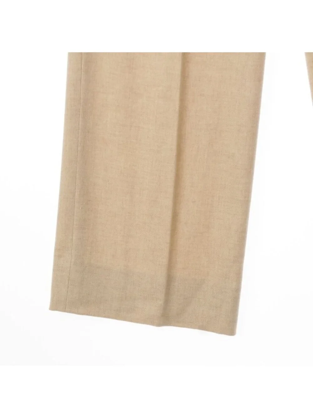 Hermes Gaultier Era Cashmere 2 Tuck Logo Line Wide Trousers Pants Beige
